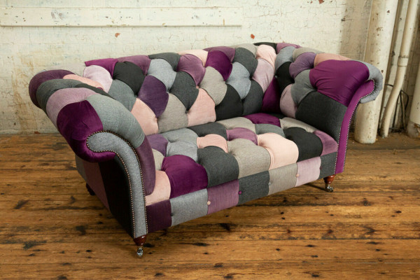 Chesterfield 2 Seater Sofa Textile Couch Upholstery Design Colorful Sofas