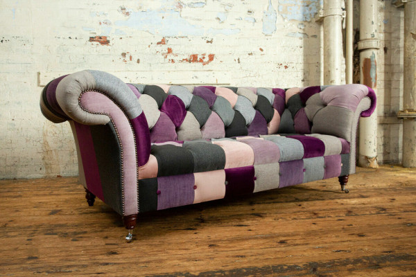Design 3-seater upholstered sofa couch textile club sofa luxury seating furniture