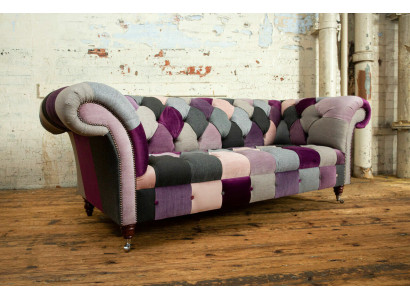 Design 3-seater upholstered sofa couch textile club sofa luxury seating furniture