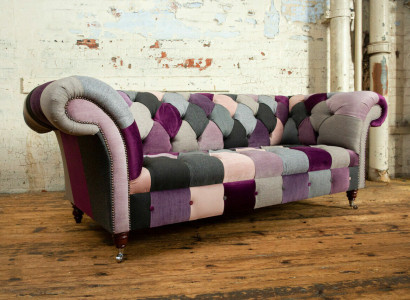 Design 3-seater upholstered sofa couch textile club sofa luxury seating furniture