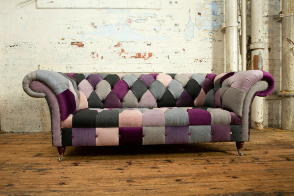 Design 3-seater upholstered sofa couch textile club sofa luxury seating furniture