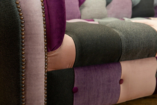 Design 3-seater upholstered sofa couch textile club sofa luxury seating furniture