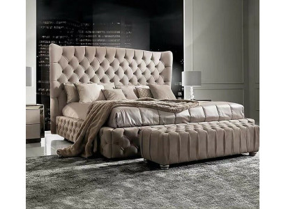 Genuine Chesterfield Bed Double Hotel Beds Textile Upholstery 160x200cm Fabric new