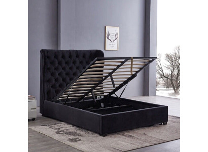 Black Chesterfield Upholstered bed Luxury Bedroom Decorative Design Beds Leather