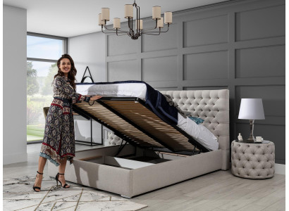 Modern Bed White Stylish Chesterfield Double bed Design Beds Upholstery Bed
