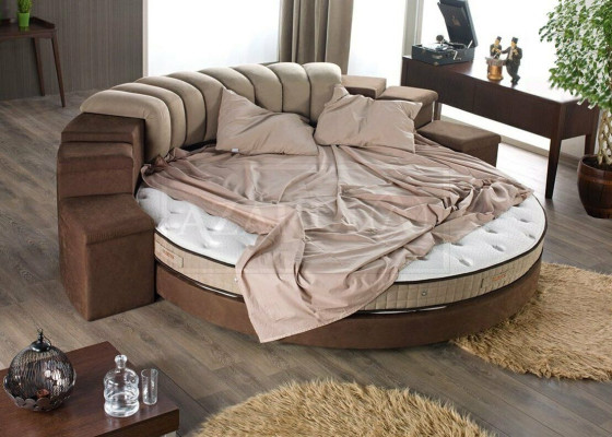 Round Bed Round Design Beds Textile Double Luxury Hotel Frame Sleep Room