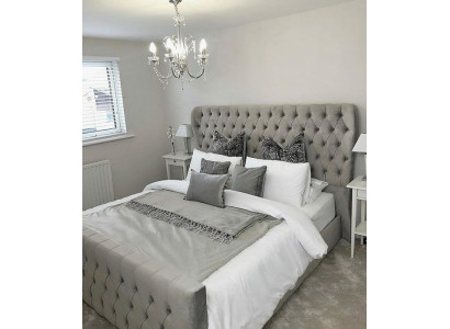 Chesterfield Designer Bed Bedroom Textile Leather Upholstery 140/160/180/200 cm