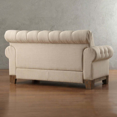 Chesterfield 2 Seat Classic Luxury Natural Wood Frame Sofa Textile Leather Couch