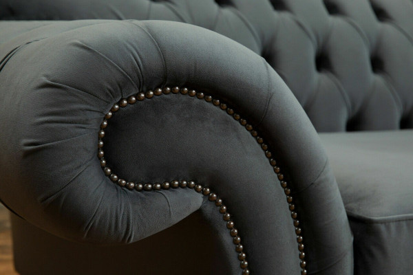 Big Sofa 4 Seater Couch Chesterfield Upholstery Seat Suite Fabric Textile new Grey