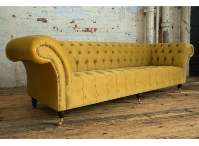 Sofa Sofa Upholstery Chesterfield Textile Sofas Design Luxury Fabric Sofas 4 Seater Yellow