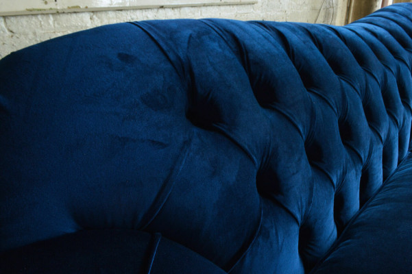 Design Sofa 4 Seater Couch Textile Upholstery Blue Classic Sofas Chesterfield new