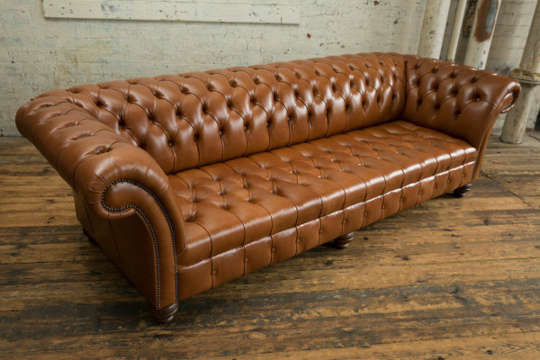 Brown Chesterfield Couch Leather 4 Seater xxl Big Sofa Couches Big new Upholstery