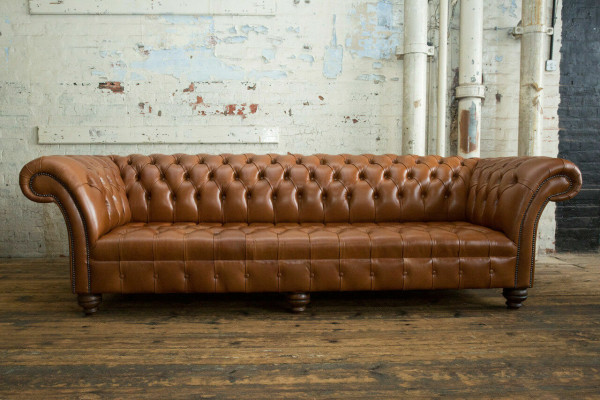 Brown Chesterfield Couch Leather 4 Seater xxl Big Sofa Couches Big new Upholstery