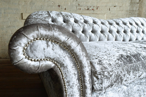 Classic Chesterfield Couch 4 Seater Sofa Couches Velvet Leather Design Gray 240cm