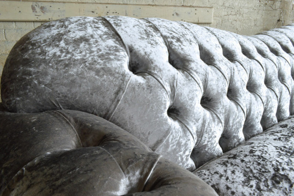 Classic Chesterfield Couch 4 Seater Sofa Couches Velvet Leather Design Gray 240cm