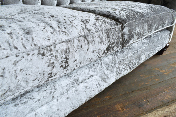 Classic Chesterfield Couch 4 Seater Sofa Couches Velvet Leather Design Gray 240cm