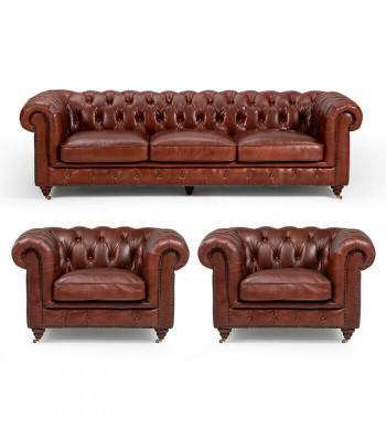 Sofa set 3+1+1 seater Classic Luxury Chesterfield Sofa Leather