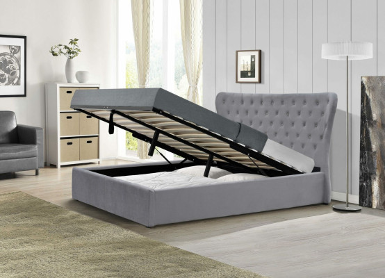 Gray Chesterfield Double bed Luxury Beds Designer Bedroom Bed