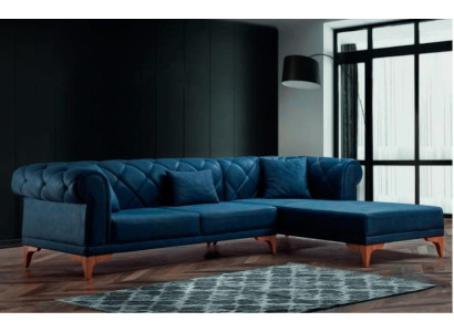 Corner sofa L-shape Sofa Couch Design Couches Upholstery Textile Blue Chesterfield