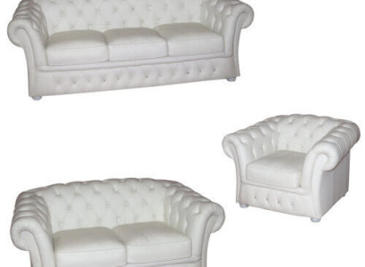 White Chesterfield Sofa 3+2+1 Seater Upholstery Designer Sofas Suite