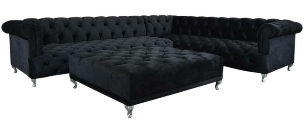 Corner sofa Chesterfield Design Couch Upholstery Corner suite + Stool Corner sofa