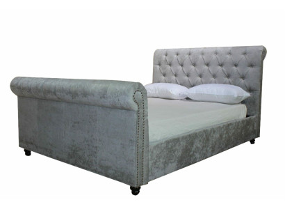 Design Chesterfield Bed Textile Velvet Upholstery Leather Hotel Beds Bedroom new