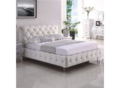 White Upholstery Chesterfield Double bed Textile Bedroom Furniture