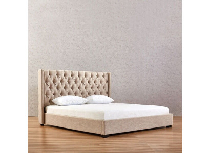 Beige Bedroom Beds Upholstery Bed Chesterfield Textile Fabric new