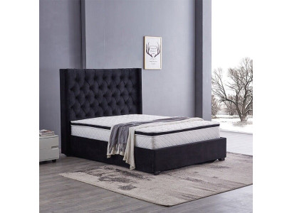 Modern Black Chesterfield Luxury Bed Textile Double Beds