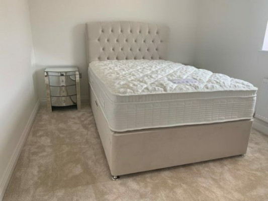 Large beige Chesterfield Double bed Luxury Modern Beds
