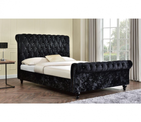 Black Bed Chesterfield Upholstery Beds Bedroom XXL Big 140x200