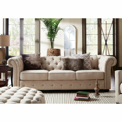 Country House Style Furniture - Chesterfield Sofa Seat Suite 3+2 Set Fabric