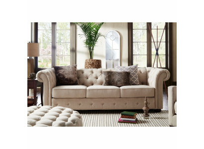 Country House Style Furniture - Chesterfield Sofa Seat Suite 3+2 Set Fabric