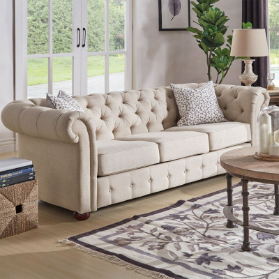 Country House Style Furniture - Chesterfield Sofa Seat Suite 3+2 Set Fabric