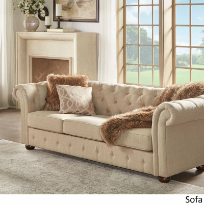 Country House Style Furniture - Chesterfield Sofa Seat Suite 3+2 Set Fabric