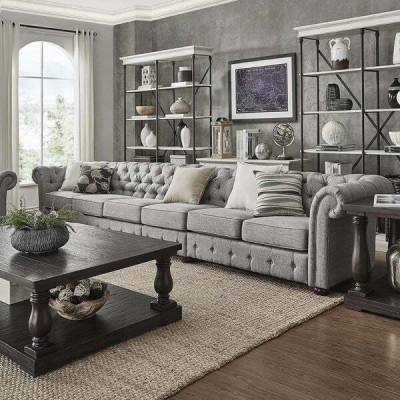 Chesterfield Living room Upholstery Furniture Sofa Couch Five Seater Textile