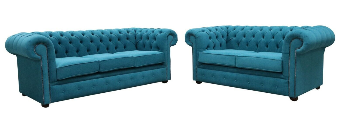 Sofa set 3+2 seater Classic Luxury Sofa Couch Chesterfield Textile Leather