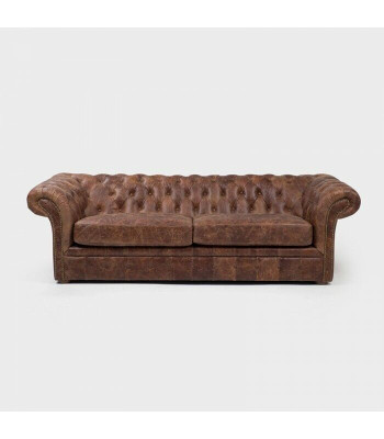 Brown Chesterfield 3 Seater Classic Luxury Baroque Sofa Textile Leather Couch Style