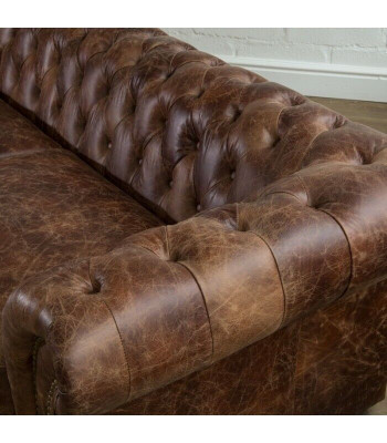 Brown Chesterfield 3 Seater Classic Luxury Baroque Sofa Textile Leather Couch Style