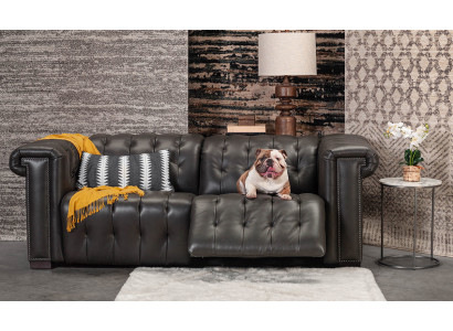 Designer Black Chesterfield Three Seater 3-Seater Living room Couch