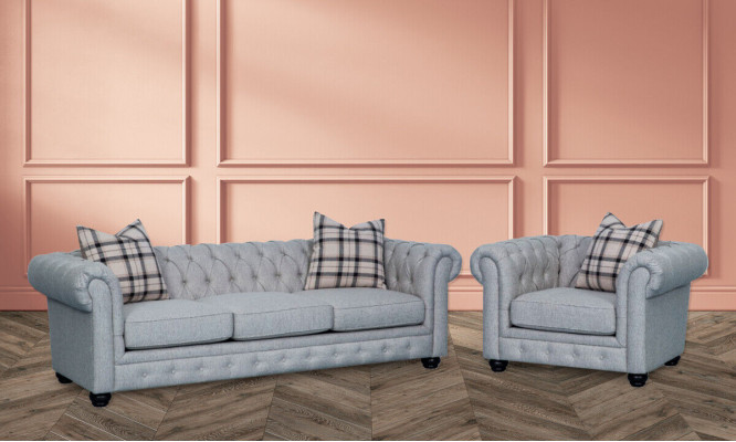 Chesterfield Sofa set Sofa Couch Upholstery 3+1 Seater Leather Couches Textile new