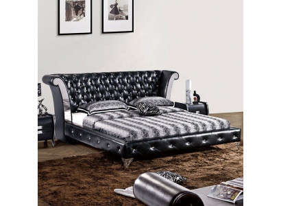 stainless steel Luxury Chesterfield Leather Bed Double Upholstery Designer Beds Hotel