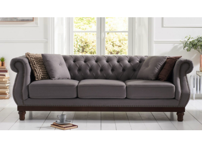 Gray Chesterfield Sofa Couch Upholstery Fabric Sofa Designer 3-Seater