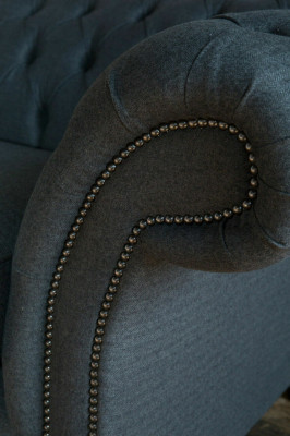 Original Chesterfield Textile Leather Sofa Couch Upholstery Big Seat Cushion Gray 265cm