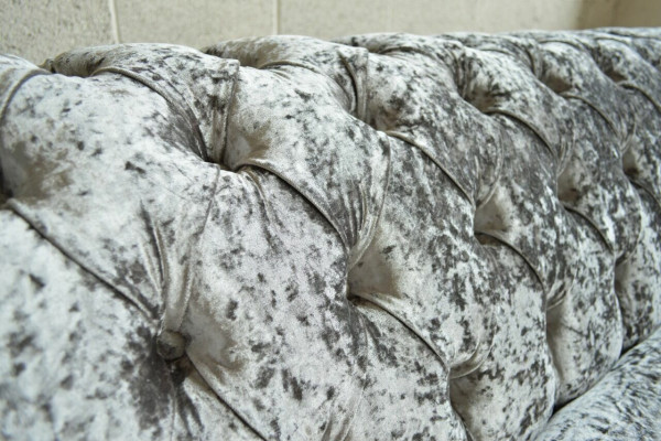 Silver Chesterfield Textile Leather Sofa Couch Upholstery Big Seat Pad new 265cm