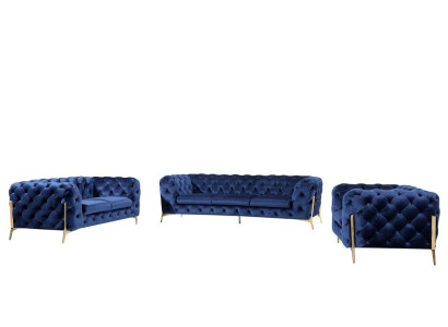 Luxury Textile Fabric Sofa Couch Upholstery Seat 3+1 Suite Chesterfield Sets