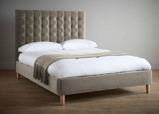 Gray Luxury Chesterfield Double bed Upholstered bed Bedroom Bed