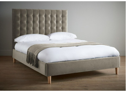 Gray Luxury Chesterfield Double bed Upholstered bed Bedroom Bed