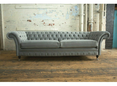 Chesterfield 4 Seater Upholstery Couch Modern Style Leather Fabric Sofa Couches Textile