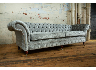 Chesterfield Gray Poslter Four Seater Designer 4-Seater Couch
